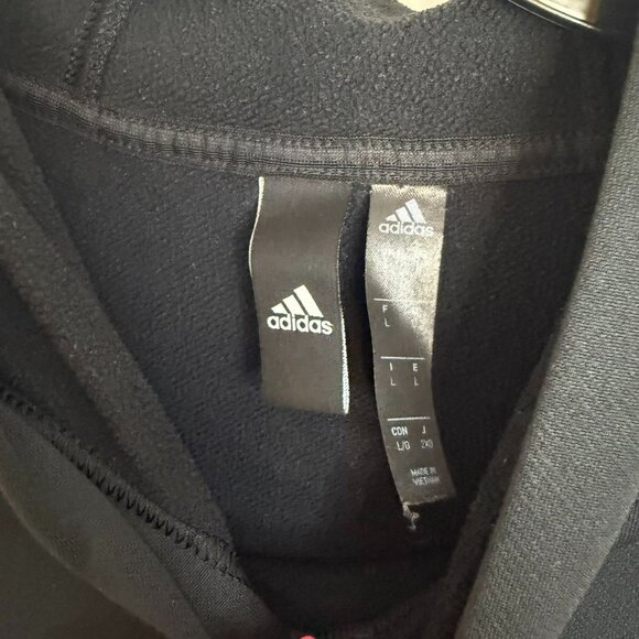 Adidas Black Pullover Hoodie Sweatshirt Mens Large Kangaroo Pocket - Picture 4 of 10